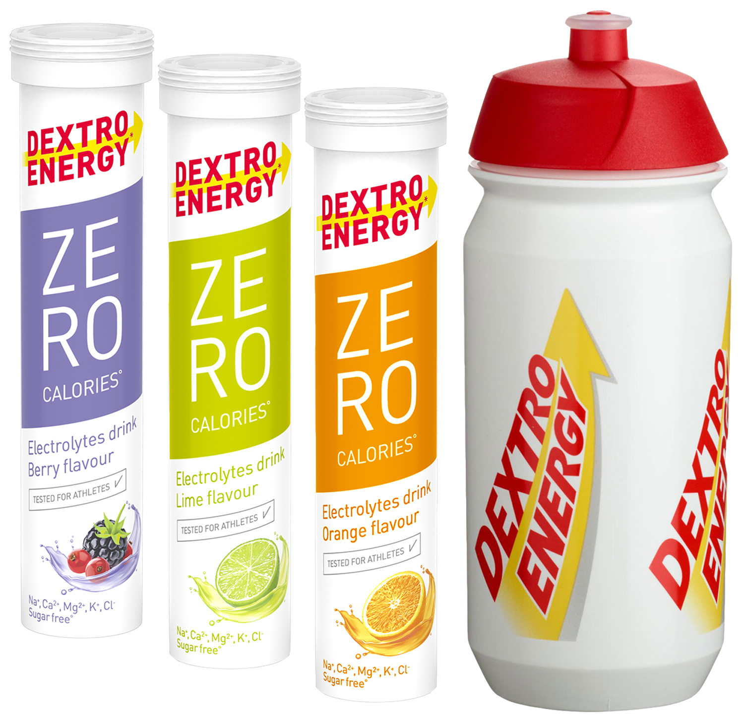Dextro Energy Zero Calories Brausetabletten Probieraktion 3x80g + Trinkflasche