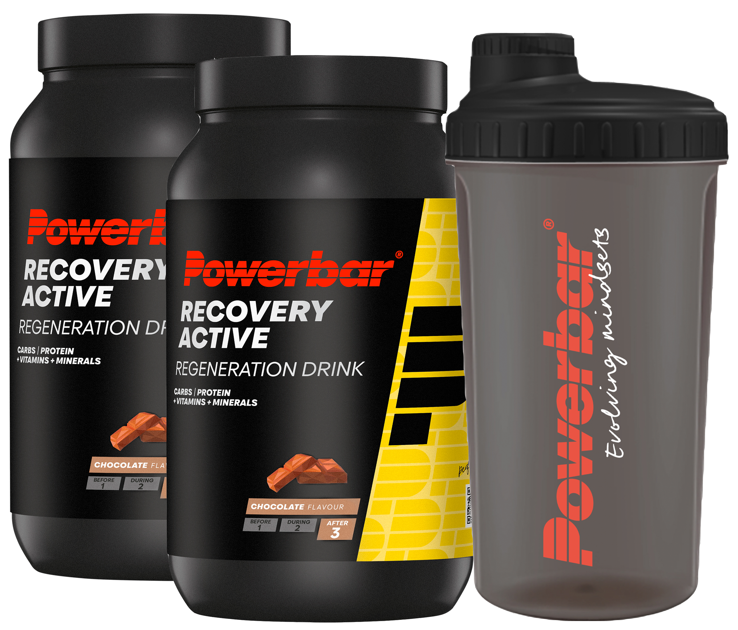 Powerbar RecoveryActive Drink Doppelpack - 2x1,21kg + Mix Shaker